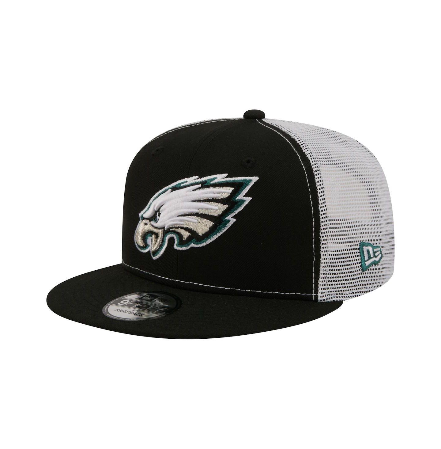 Мужская кепка New Era Black Philadelphia Eagles Core Team 9FIFTY Trucker Snapback Hat — фото 1