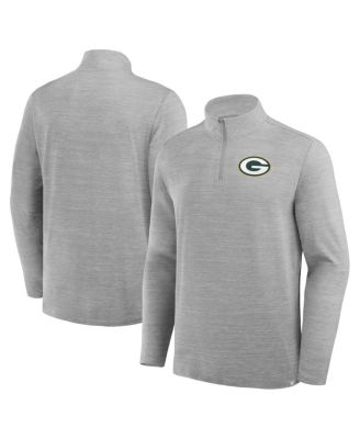 Men's Heather Gray Green Bay Packers Clutch Quarter-Zip Pullover