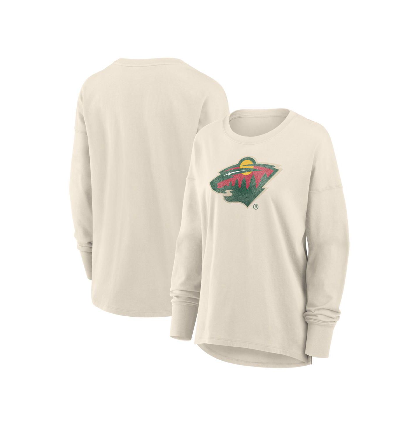 Женская футболка Fanatics Cream Minnesota Wild Distressed Logo Long Sleeve — фото 1