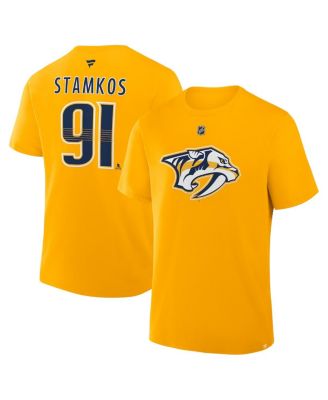 Men's Steven Stamkos Gold Nashville Predators Authentic Stack Name & Number T-Shirt