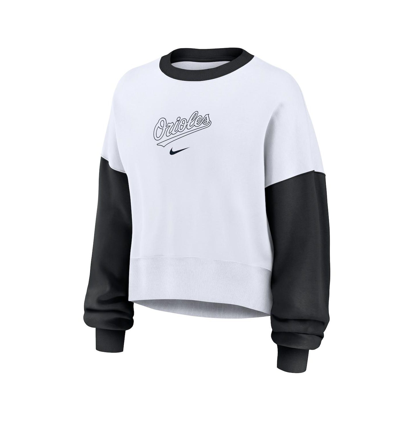 Женская толстовка Nike White/Black Baltimore Orioles Oversized High Hip Fleece — фото 3