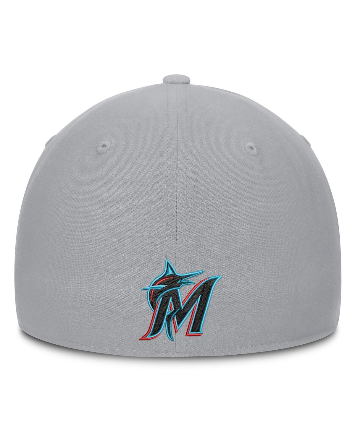 Nike Men's Gray Miami Marlins Primetime Rise Dri-fit Flex Hat