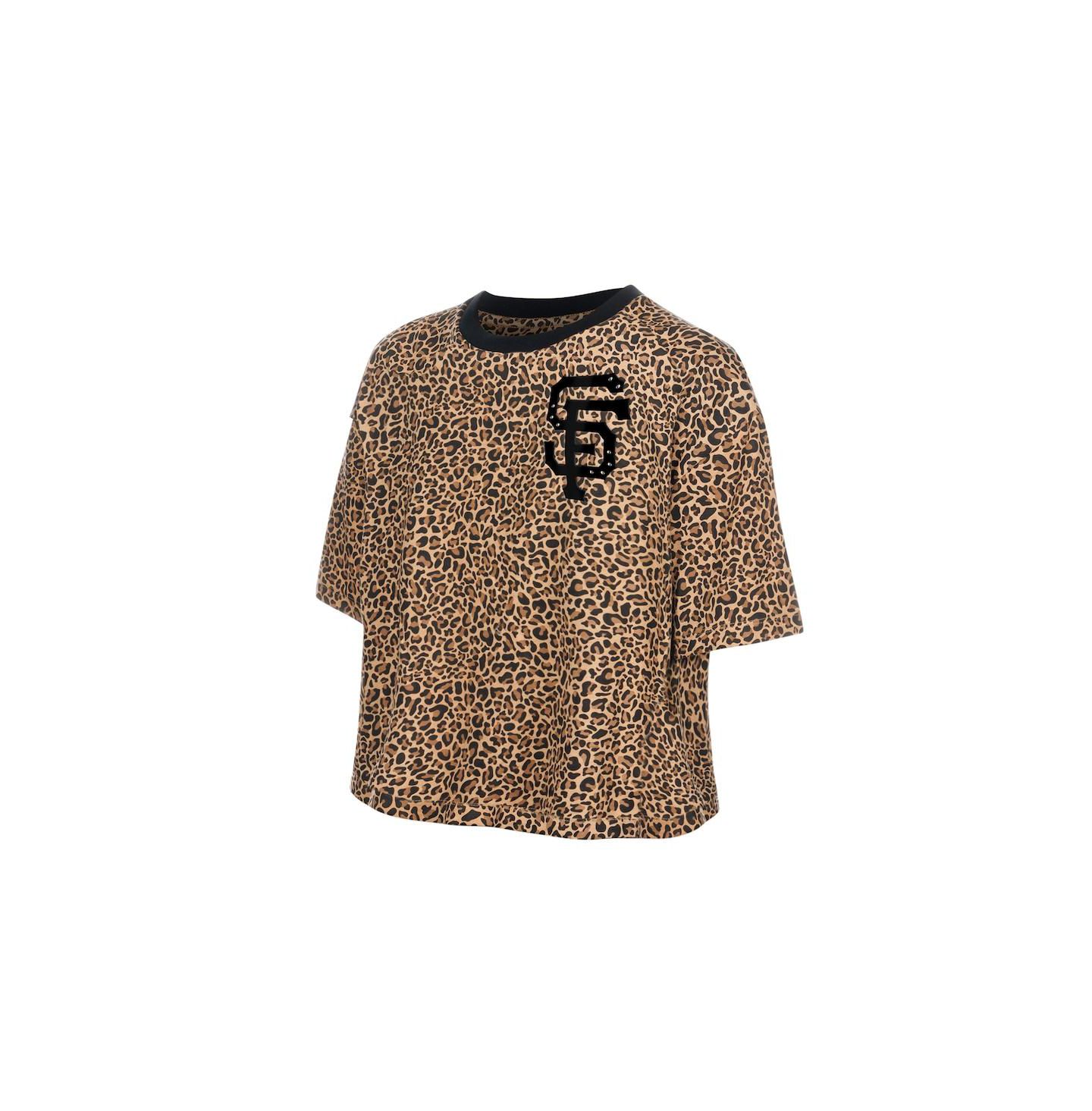 Женская футболка New Era Brown San Francisco Giants Leopard Boxy Cropped — фото 2