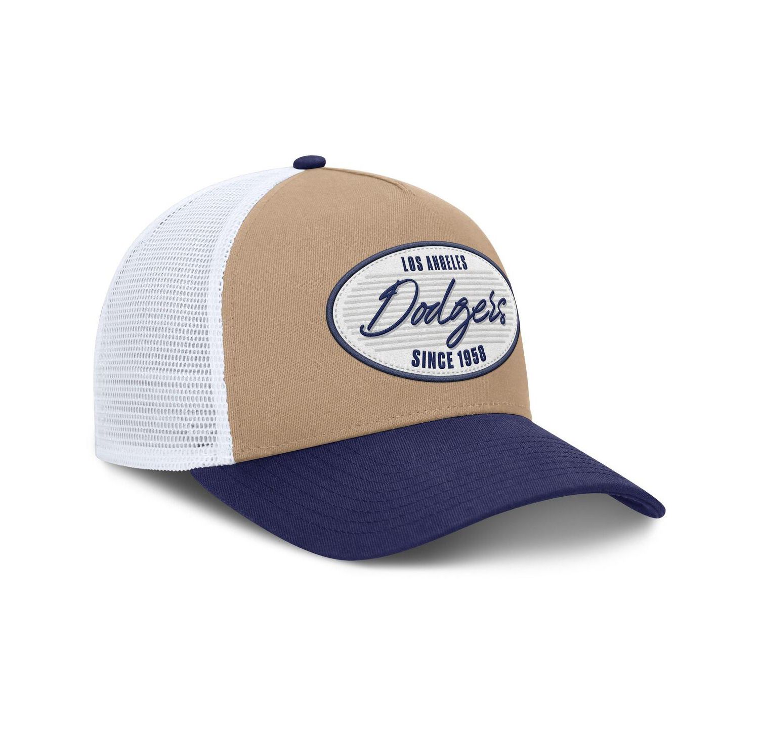 Men's Khaki/Royal Los Angeles Dodgers Rise A-Frame Trucker Adjustable Hat