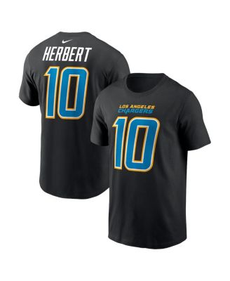 Men's Justin Herbert Black Los Angeles Chargers Carbon Name & Number T-Shirt