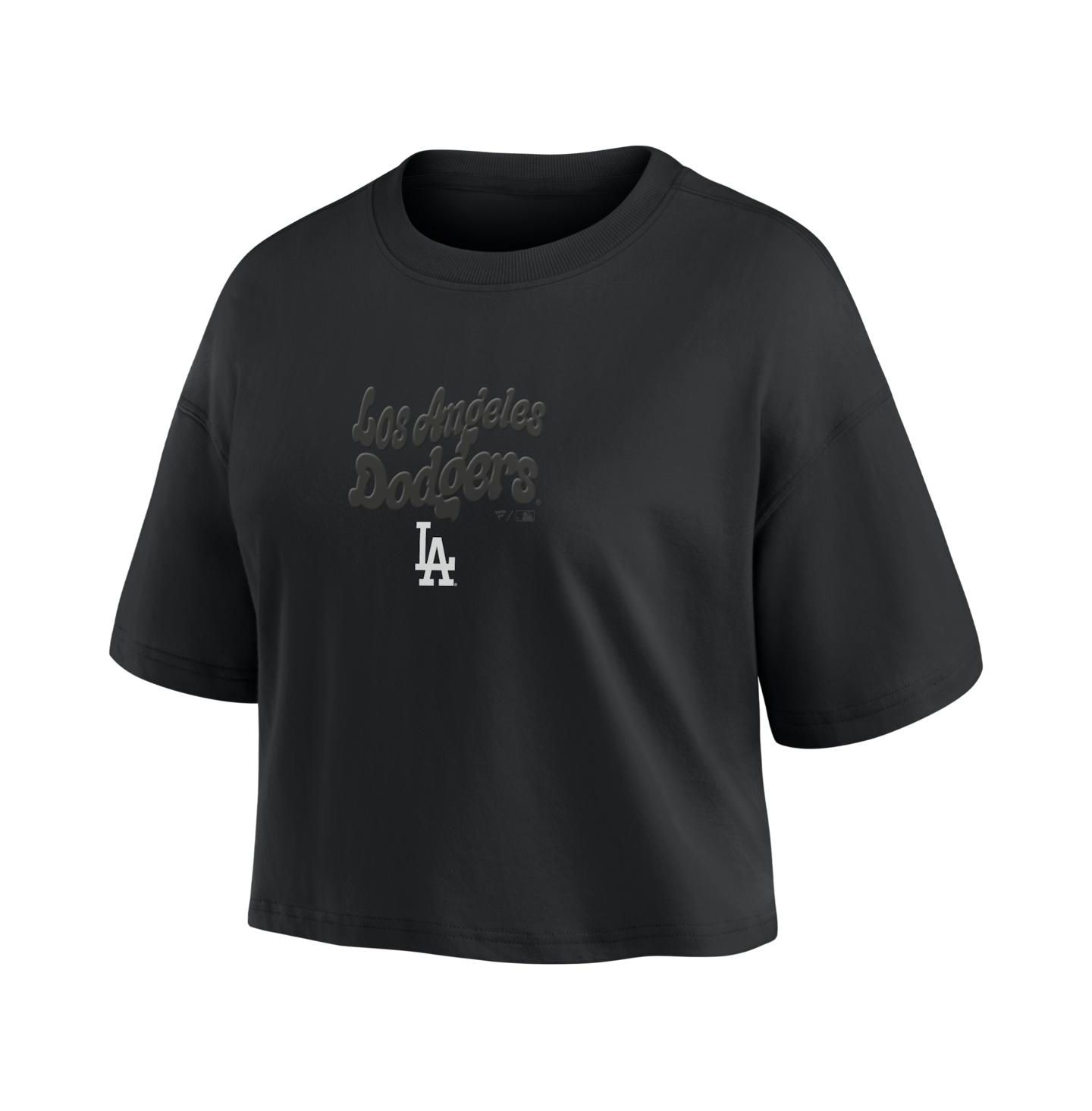 Женский топ Fanatics Los Angeles Dodgers Blackout Wave Cropped — фото 2