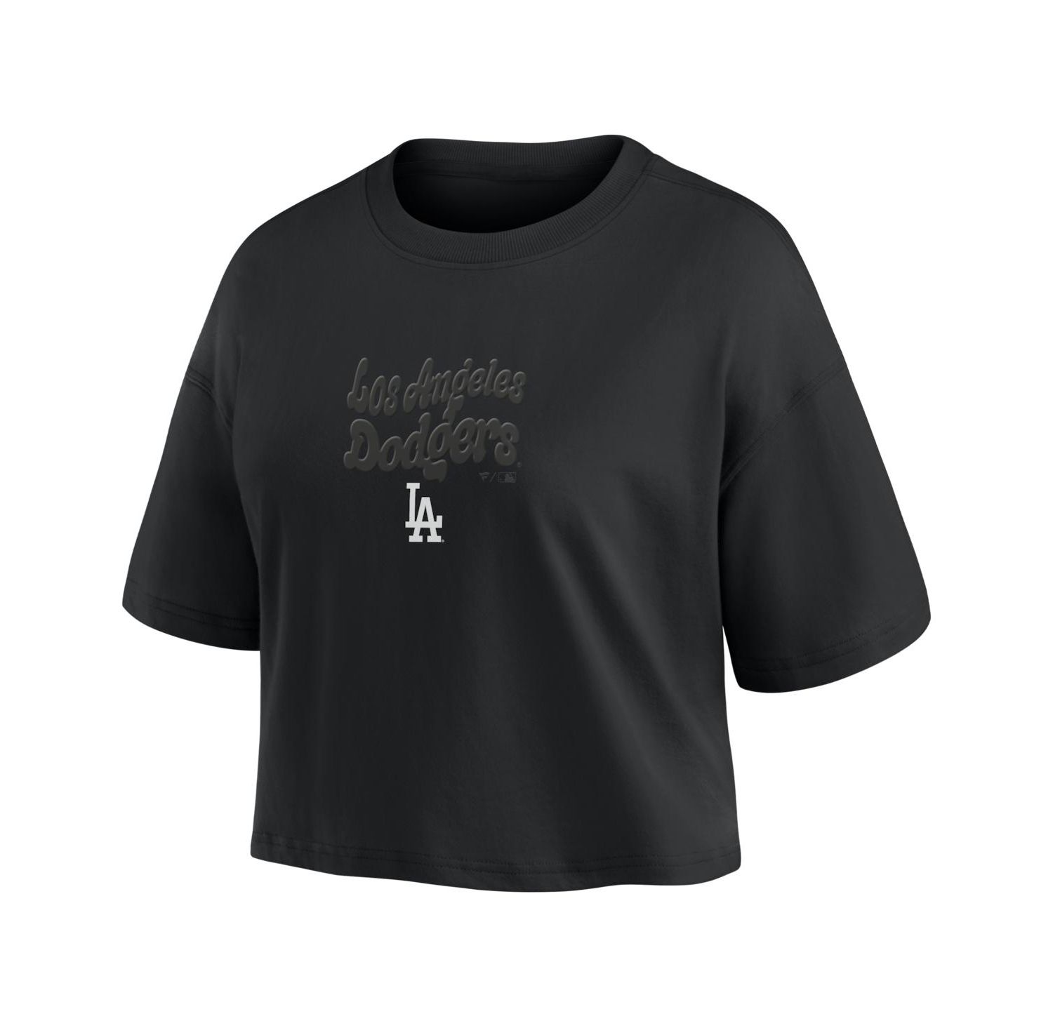 Women's Los Angeles Dodgers Blackout Wave Cropped Top