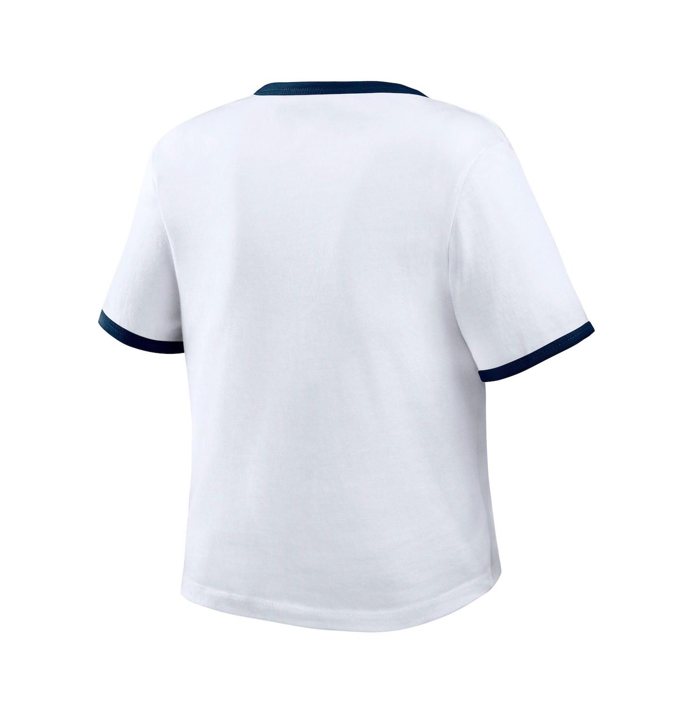 Женская футболка WEAR by Erin Andrews White Atlanta Braves Ringer Baby T-Shirt — фото 3