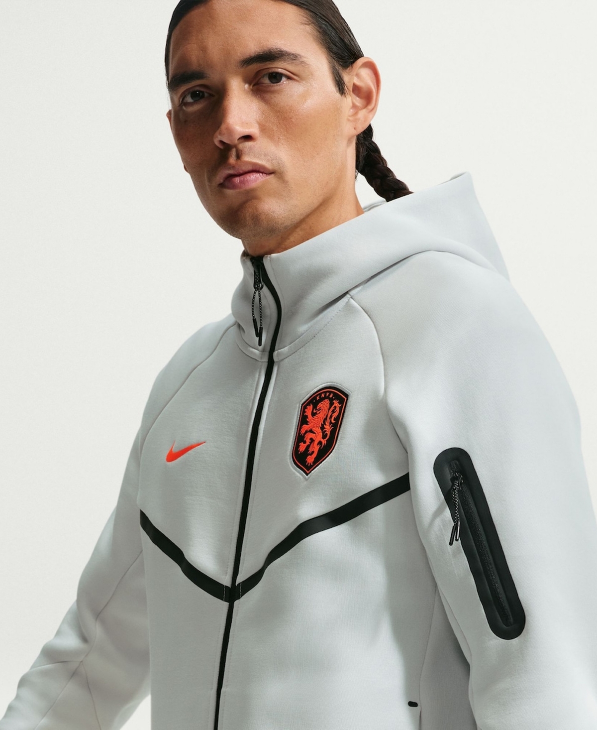 Nike Men's Gray Netherlands National Team 2026 Tech Fleece Windrunner Raglan Full-Zip Hoodie