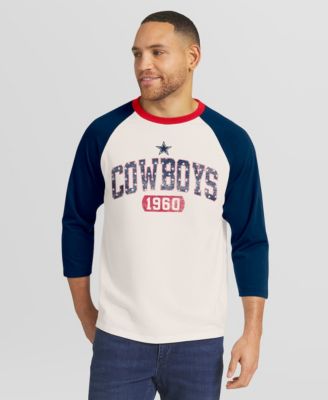 Men's White/Navy Dallas Cowboys Americana 3/4 Sleeve Raglan T-Shirt