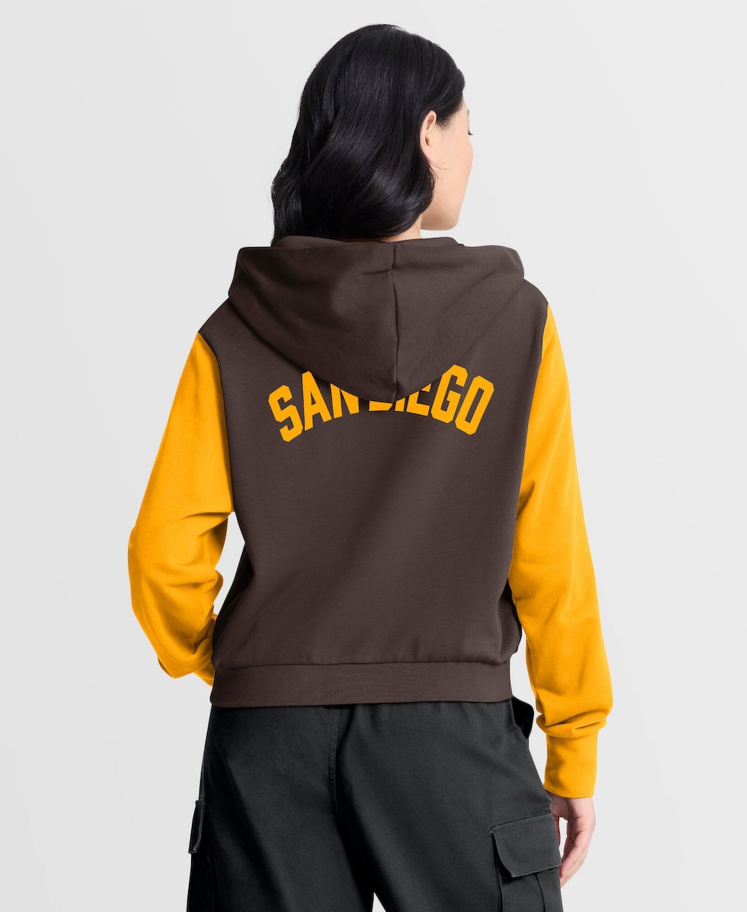 Women's Brown/Gold San Diego Padres Cooperstown Collection Cropped Full-Zip Hoodie