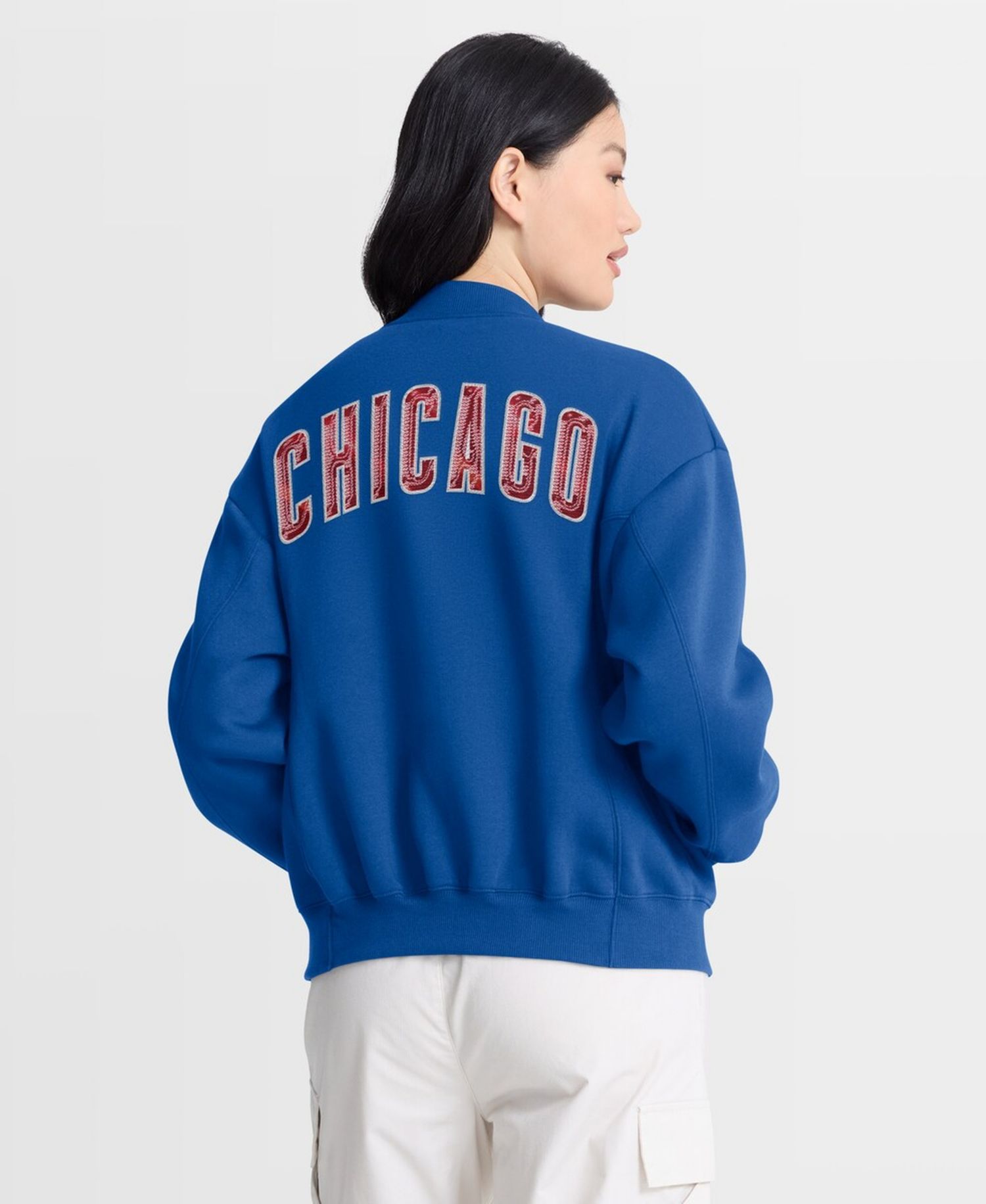 Women's Royal Chicago Cubs Oversized Rage Against Full-Zip Jacket