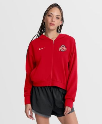 Women's Scarlet Ohio State Buckeyes Mantra Cropped Full-Zip Hoodie