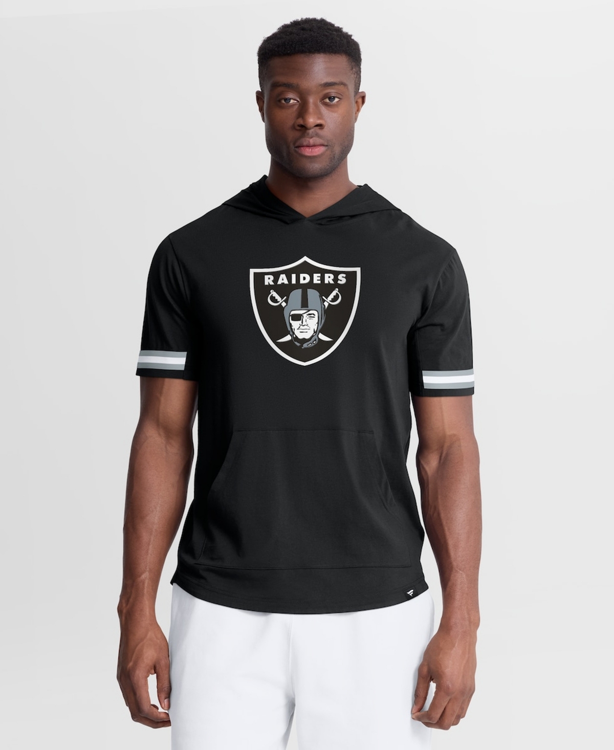 Fanatics Men's Black Las Vegas Raiders Optimal Play Short Sleeve Hooded T-Shirt - Black, Gray