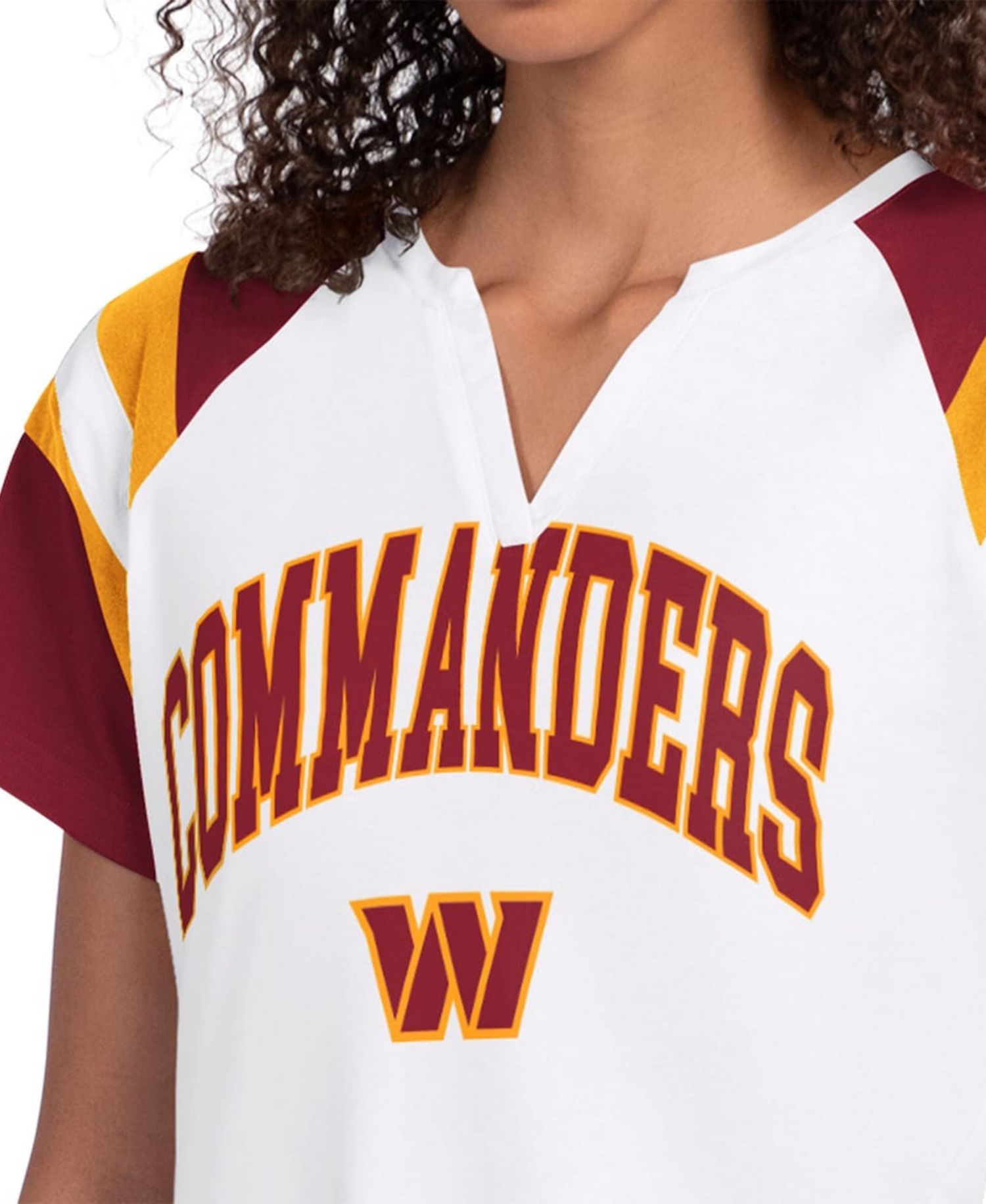 Women's White Washington Commanders Game On Notch Neck T-Shirt