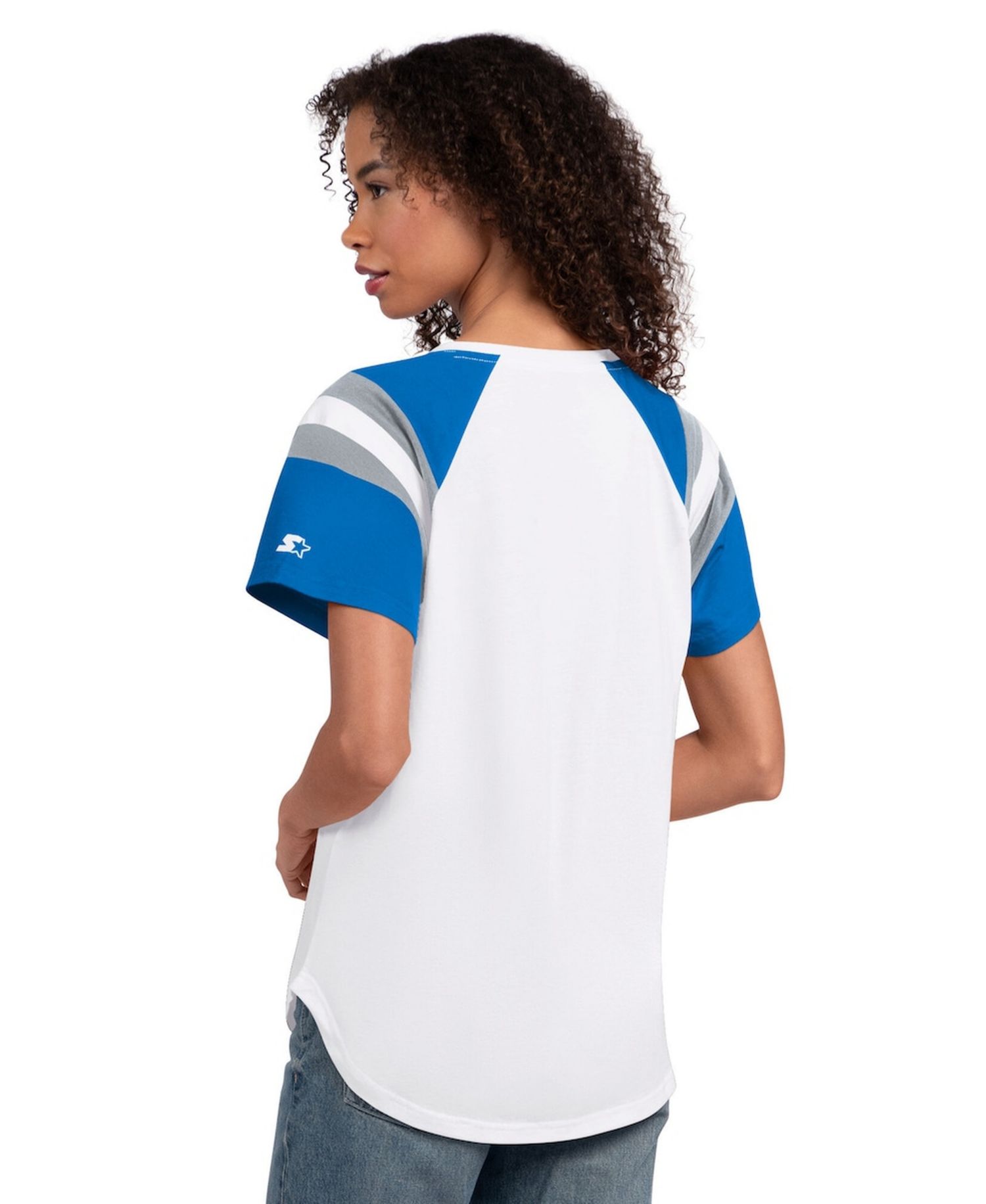 Women's White Detroit Lions Game On Notch Neck T-Shirt