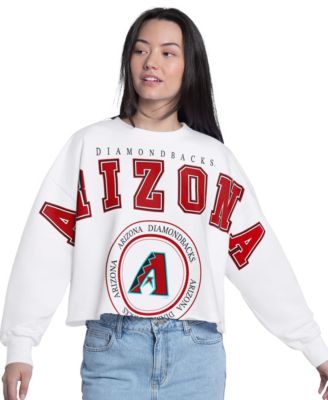 Women's White Arizona Diamondbacks Bleachers Cropped Pullover Sweatshirt