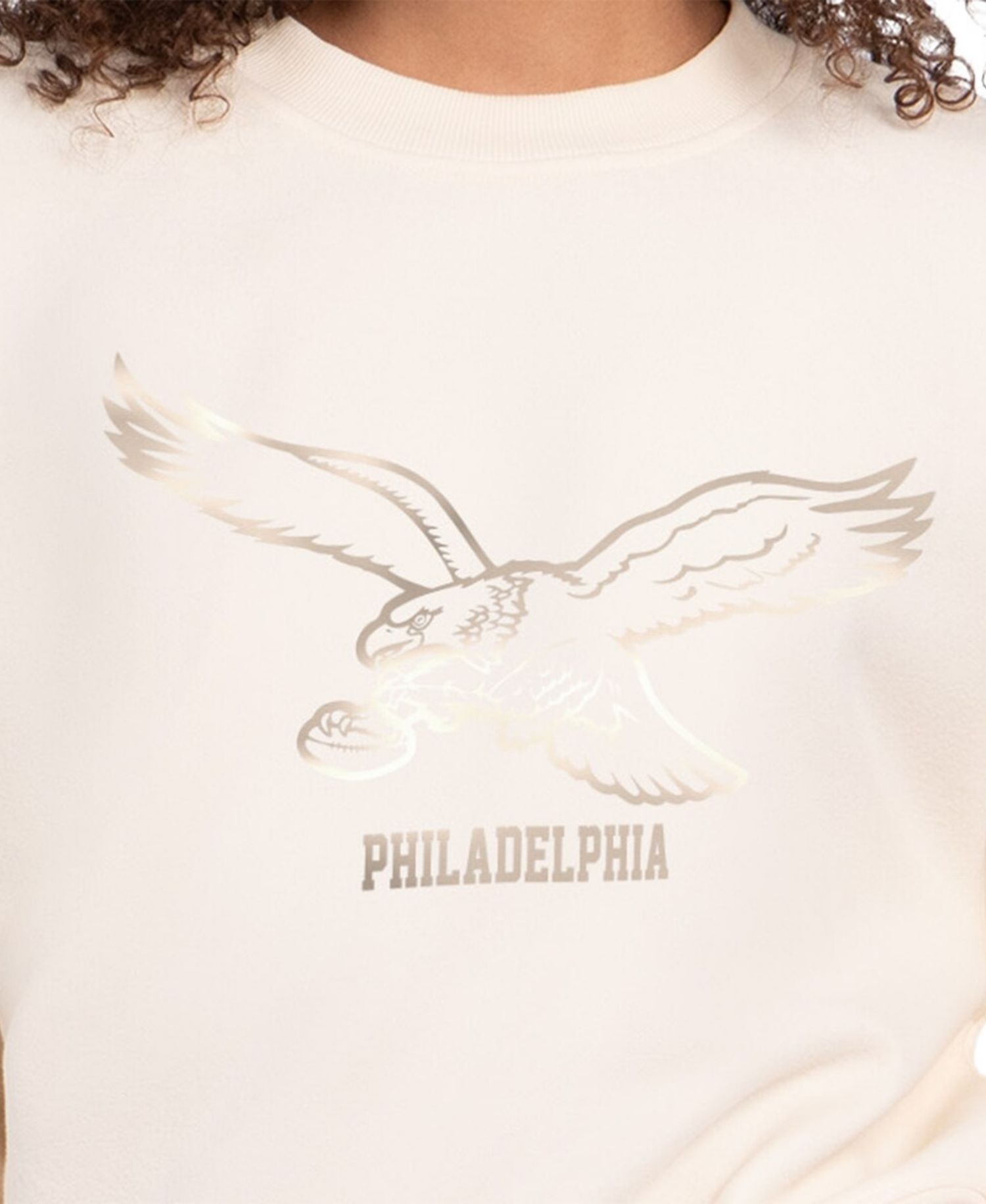 Women's Cream Philadelphia Eagles Travel Pastels Boxy Fleece Sweatshirt
