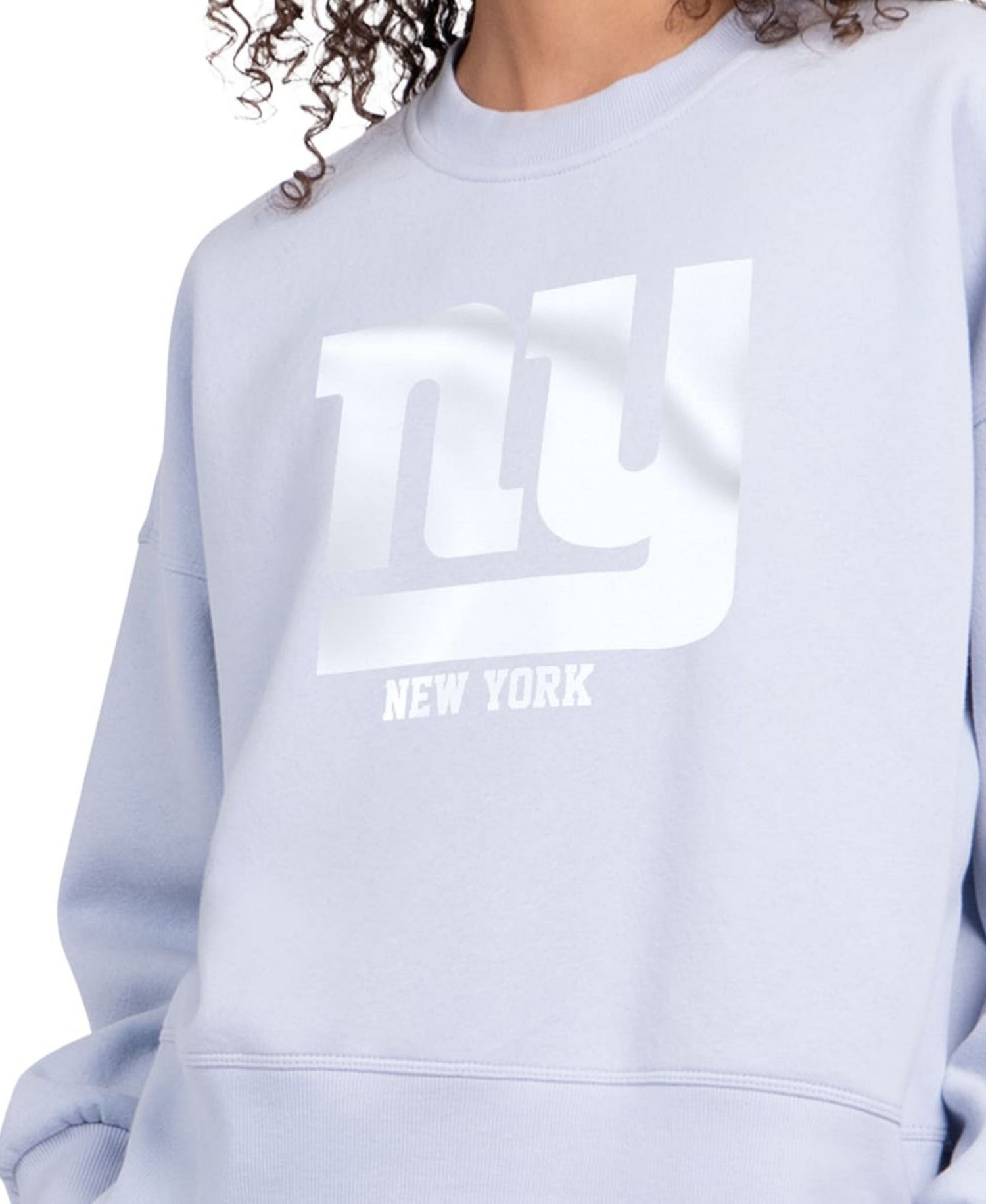 Women's Light Blue New York Giants Travel Pastels Boxy Fleece Sweatshirt