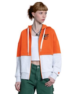 Women's Orange/Heather Gray Baltimore Orioles Wishbone Full-Zip Hoodie
