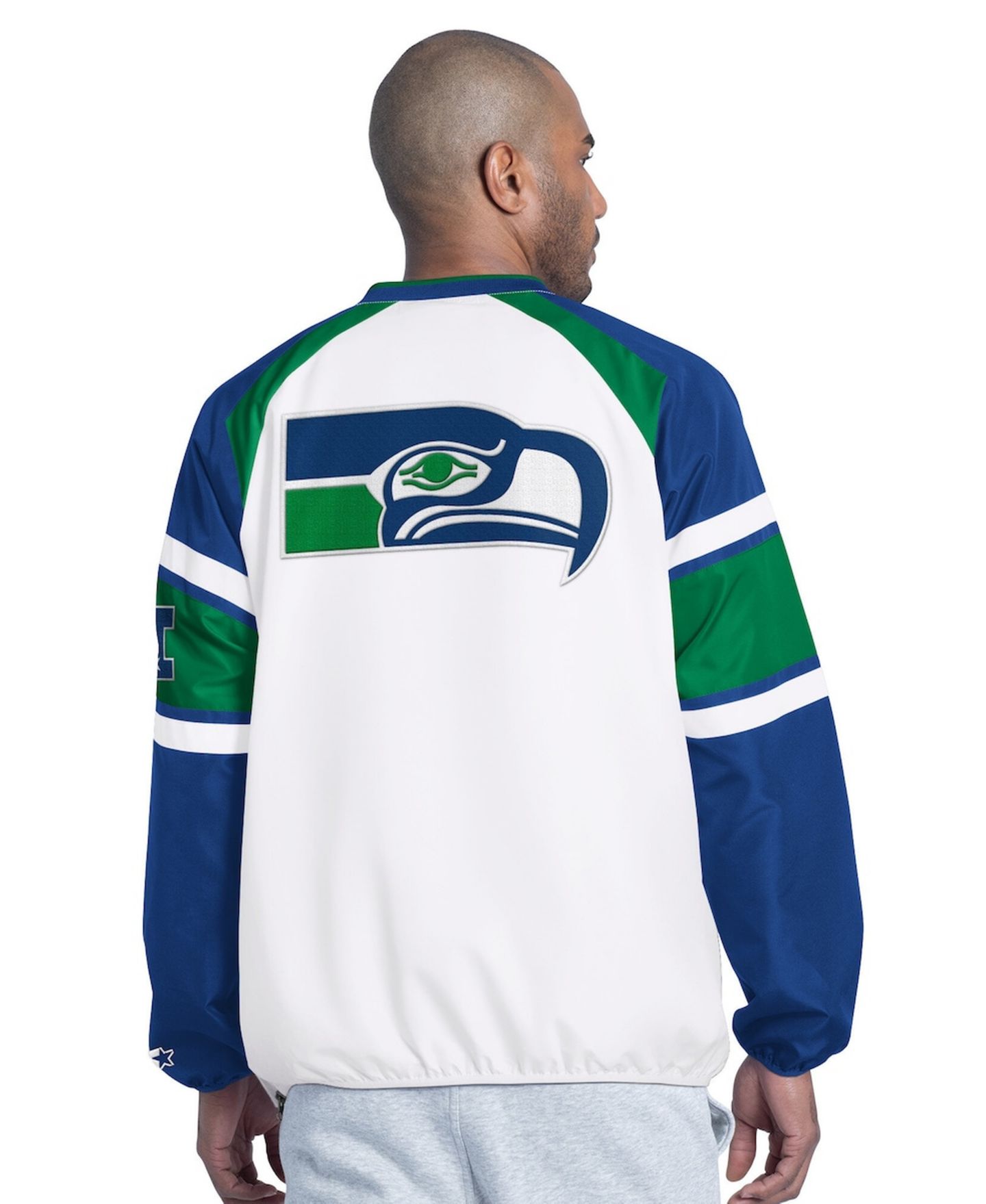 Мужская куртка Starter White Seattle Seahawks Infield Play Raglan Pullover — фото 2