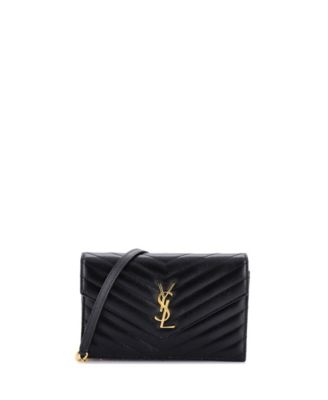 Small Classic Monogram Wallet on Chain Matelasse Chevron Leather