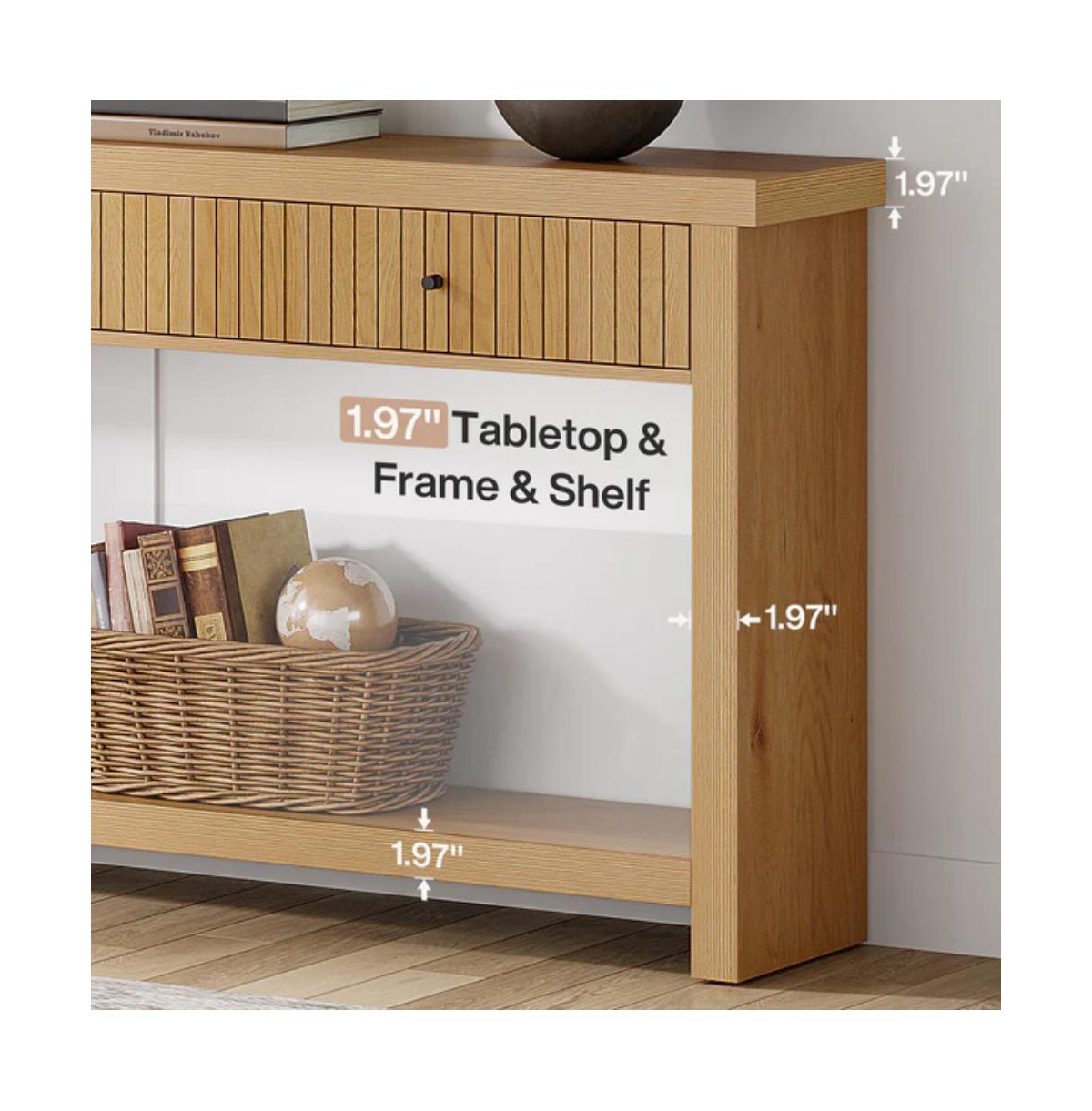 Slickblue Long Entryway Console Table with 3 Drawers, Wooden Sofa Table for Living Room Decor