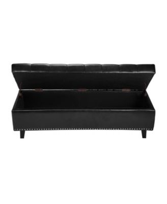 PU Leather Button-Tufted Storage Ottoman Bench