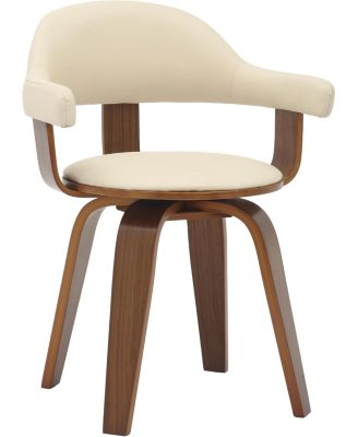 Brivo Upholstered Dining Chair with Swivel, Leather and Poplar Wood Frame, Open-Back Design with Armrests for Modern, Kitchen and Dining