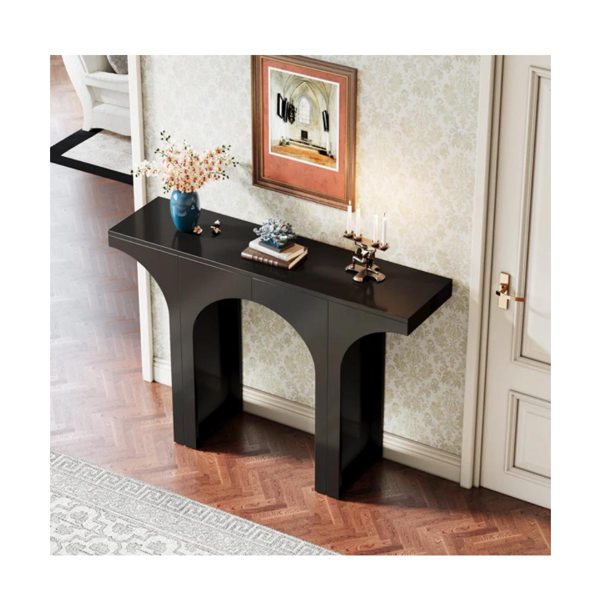 Slickblue Modern Wooden Entryway Console Table with Decorative Arch Base Design