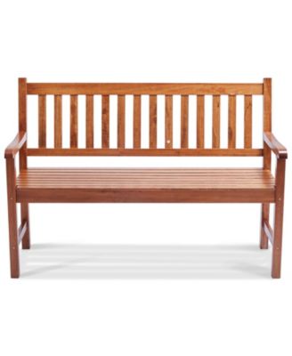 50" Outdoor Wood Garden Bench with Backrest, 800 lbs Capacity
