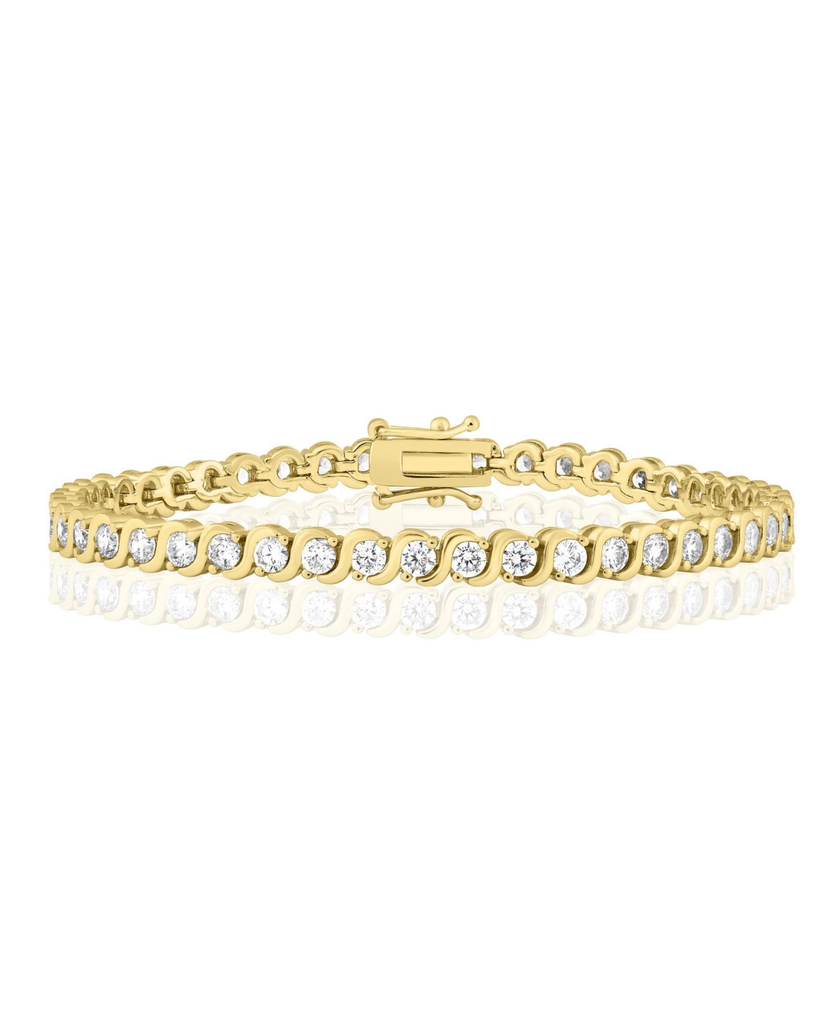 Simona Radiant Round Cz Polished Wave Design Tennis Bracelet