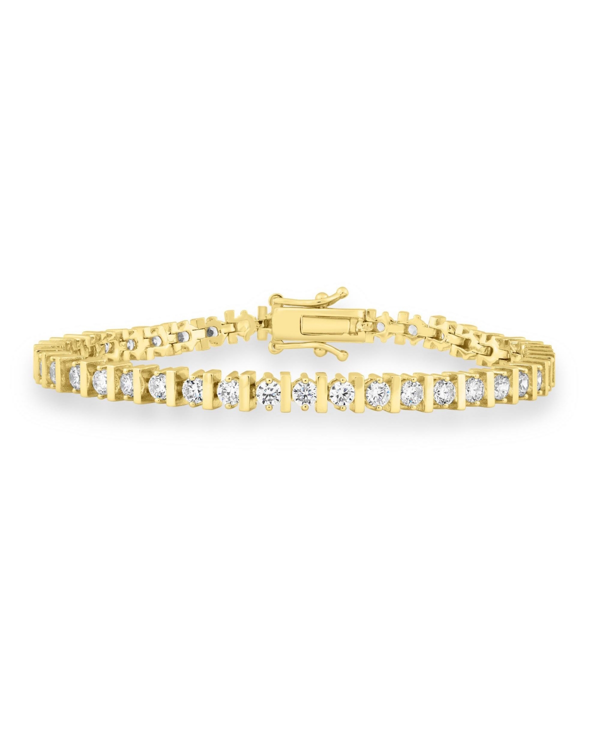 Simona Radiant Alternating Round Cz and Polished Lined Bracelet