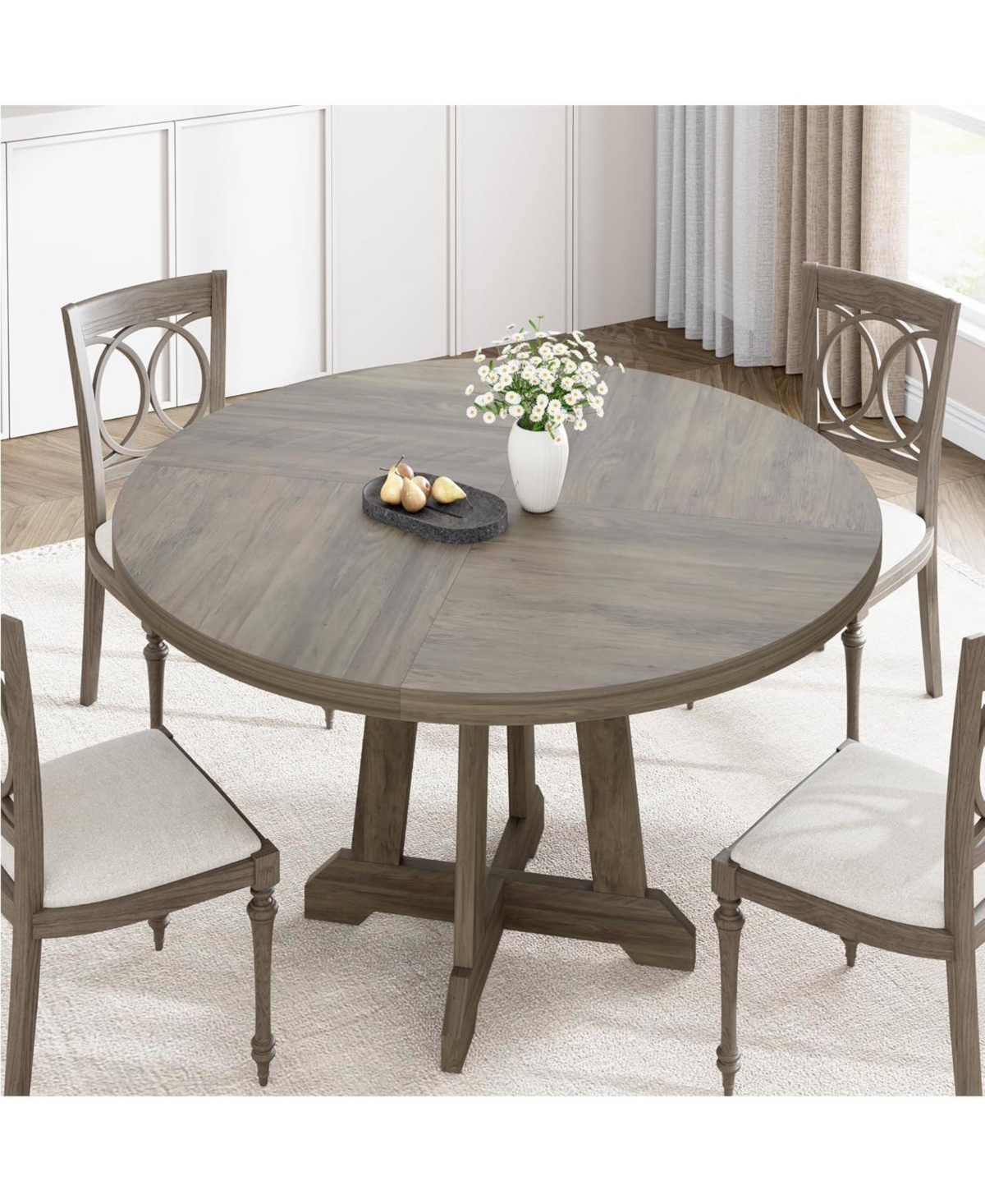 gaomon Kitchen Table Dining Table for 4 to 6 People Round Dining Table Wooden Kitchen Table for Dining Room, Home Office