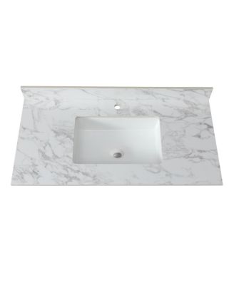 31/37/43 Inch Sintered Stone Bathroom Vanity Top with Rectangular Undermount Sink, 4 Inch Backsplash, American Design