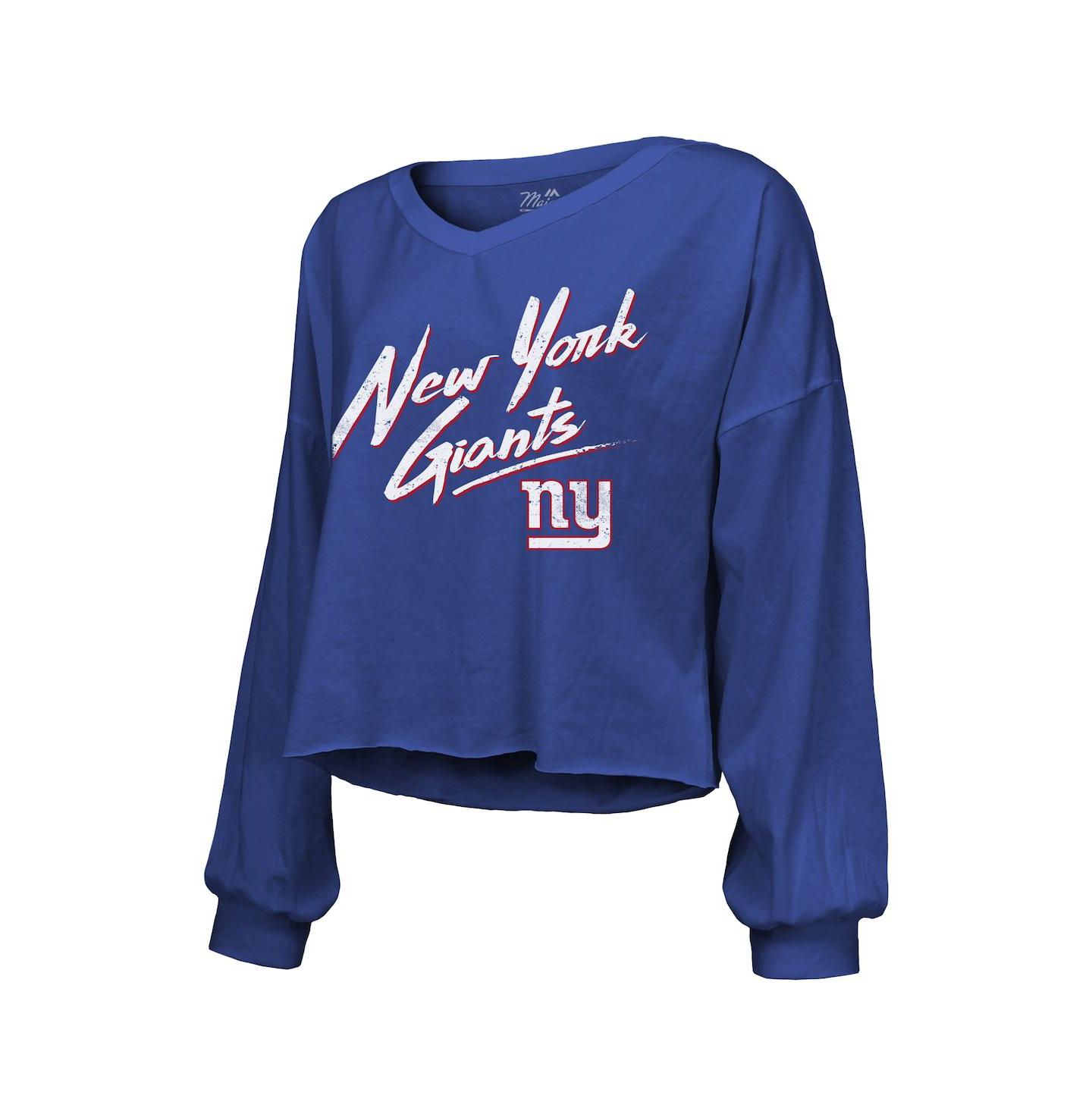 Женская футболка Majestic Threads Cam Skattebo Royal New York Giants Script Name & Number Long Sleeve — фото 3