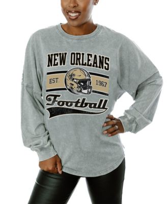Women's Gray New Orleans Saints Snow Wash Oversized Long Sleeve T-Shirt