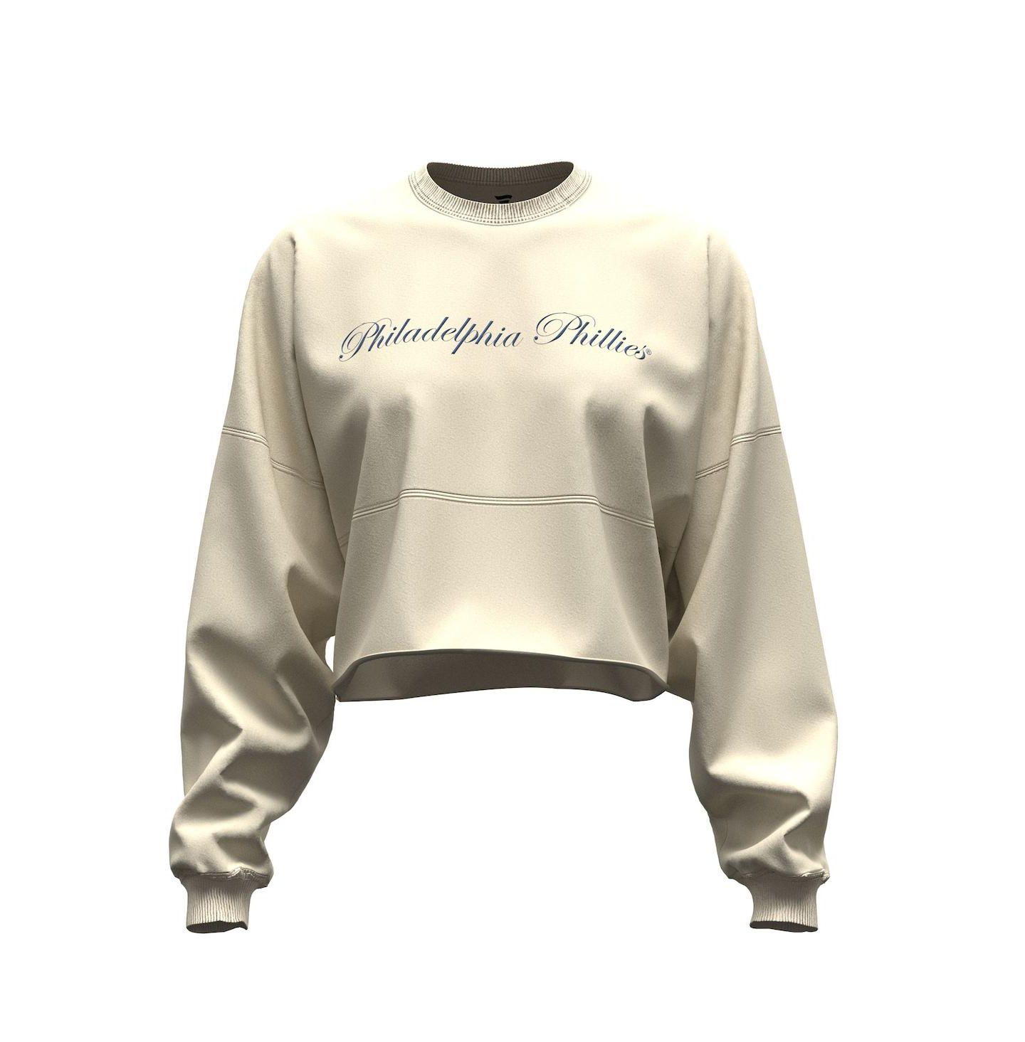 Женская футболка Fanatics Light Beige Philadelphia Phillies Spirit Floral Script Cropped Long-Sleeve — фото 4