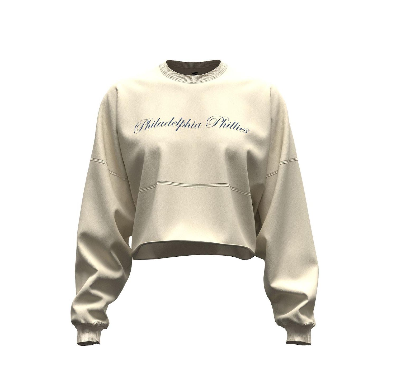 Women's Light Beige Philadelphia Phillies Spirit Floral Script Cropped Long-Sleeve T-Shirt
