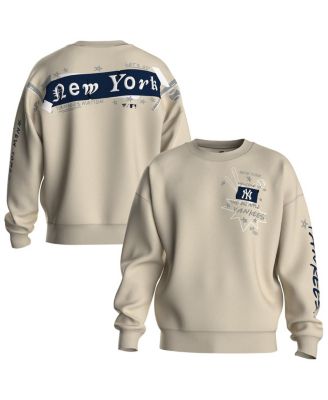 Women's Beige New York Yankees Graffiti Fleece Sweatshirt