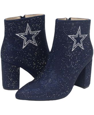 Women's Navy Dallas Cowboys Crystal Heel Booties