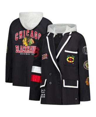 Women's Black Chicago Blackhawks Original 6 Hooded Blazer
