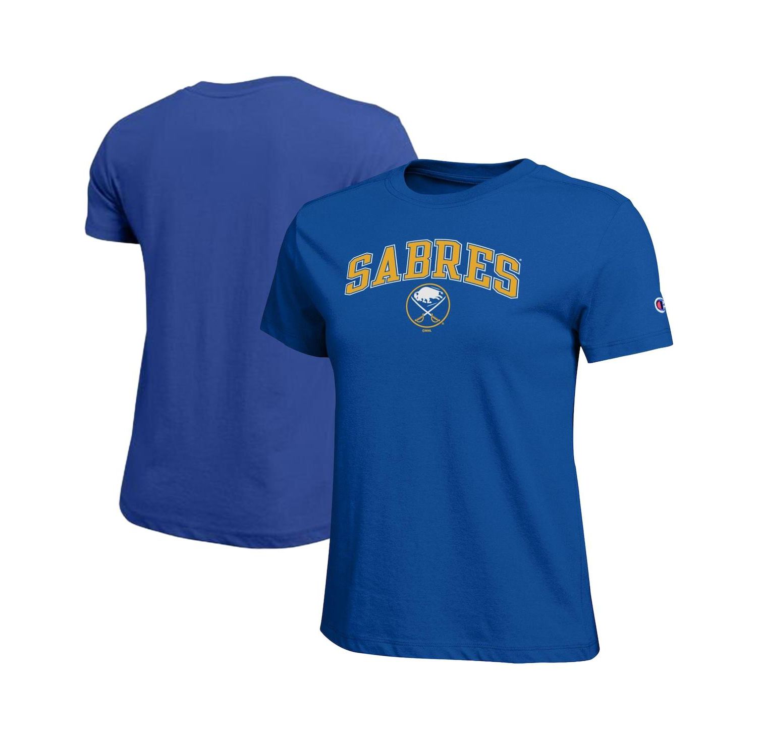 Women's Royal Buffalo Sabres Arch Mascot Logo T-Shirt