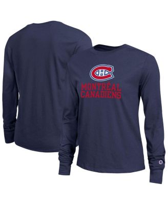 Women's Navy Montreal Canadiens Wordmark Lockup Long Sleeve T-Shirt
