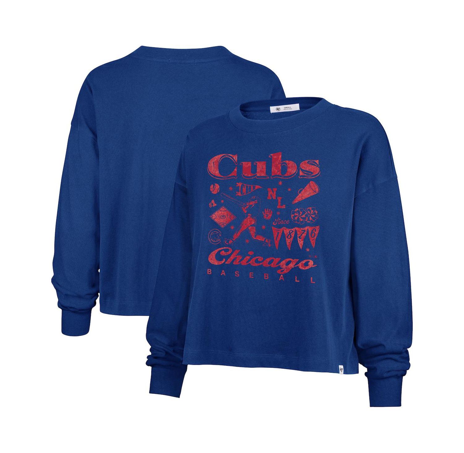 Women's Royal Chicago Cubs Team Collage Sydney Long Sleeve T-Shirt