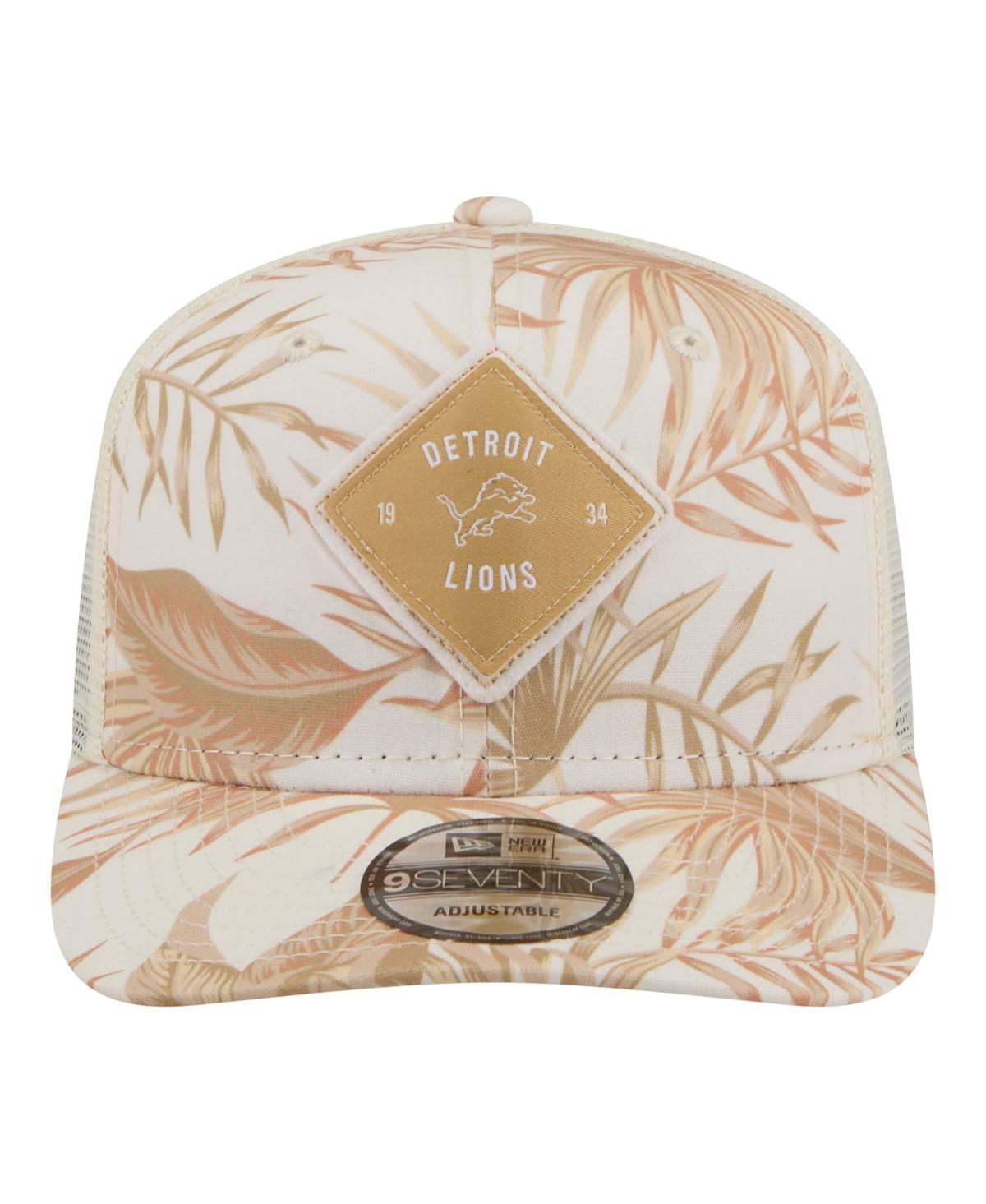 New Era Men's Tan Detroit Lions Tonal Palm Coolera 9SEVENTY Adjustable Trucker Hat