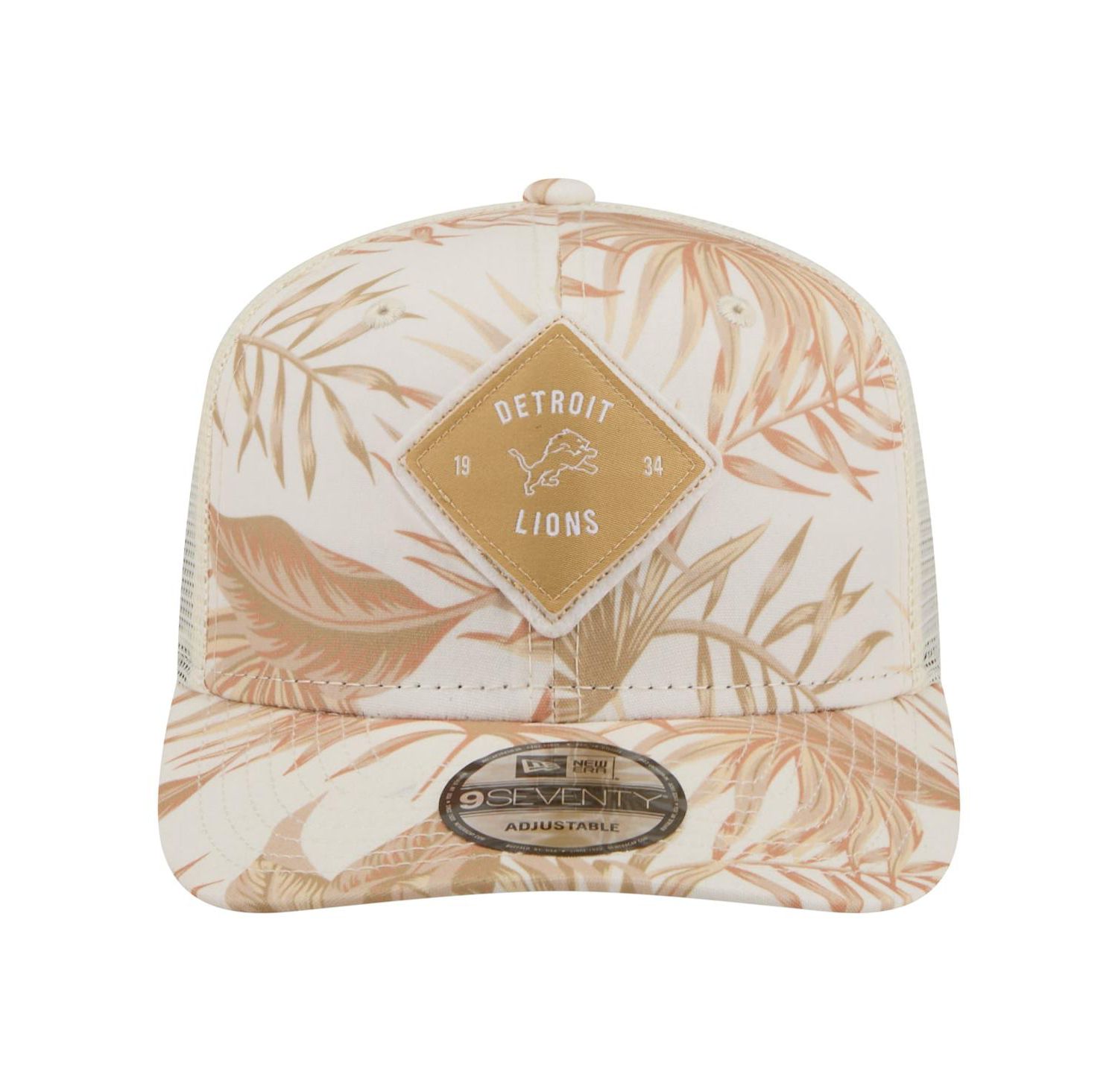 Men's Tan Detroit Lions Tonal Palm COOLERA 9SEVENTY Adjustable Trucker Hat
