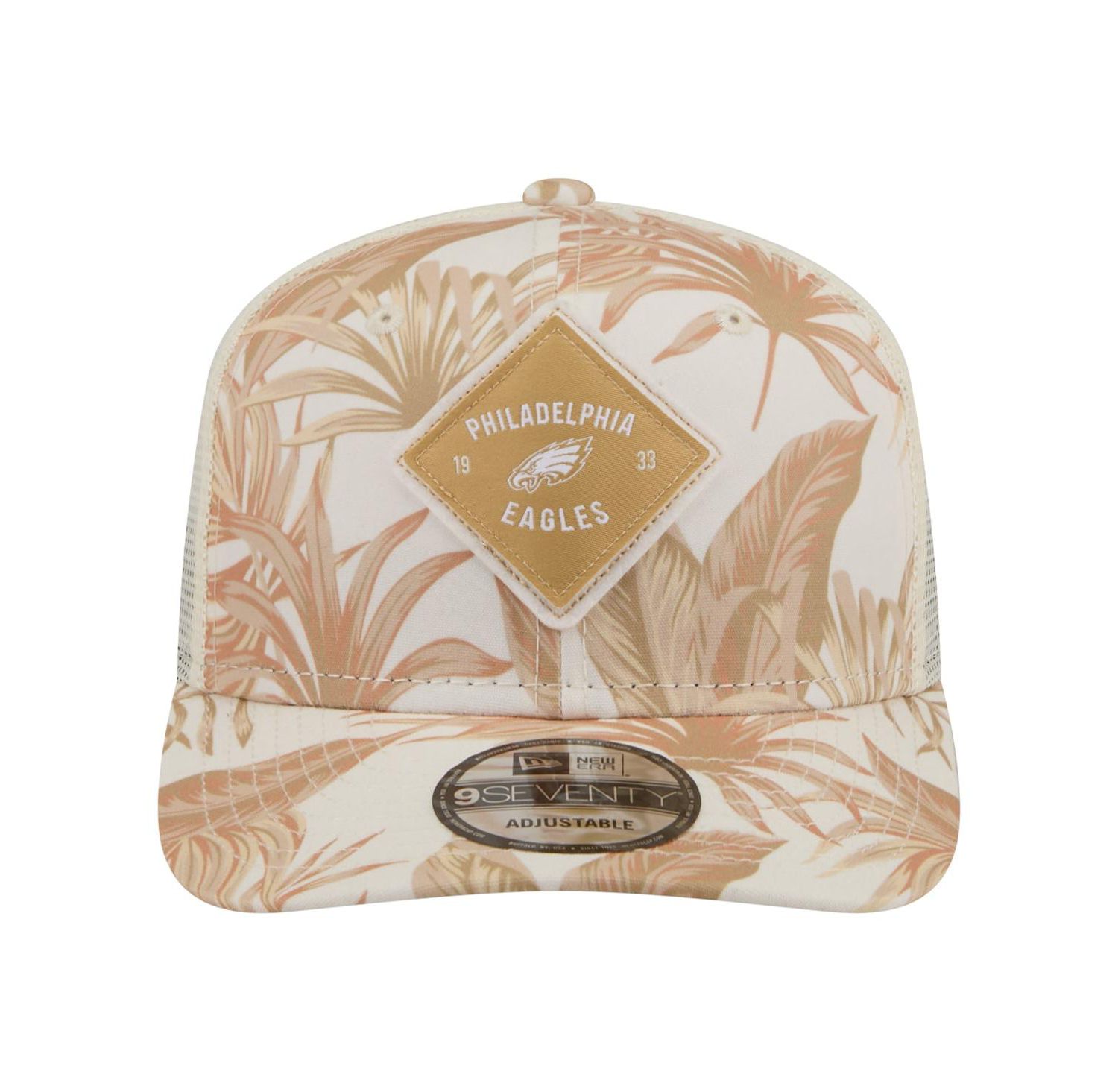 Men's Tan Philadelphia Eagles Tonal Palm COOLERA 9SEVENTY Adjustable Trucker Hat