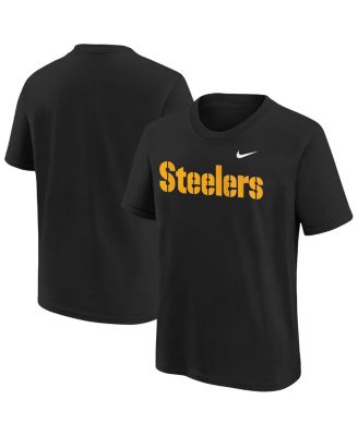 Big Boys and Girls Black Pittsburgh Steelers Wordmark T-Shirt