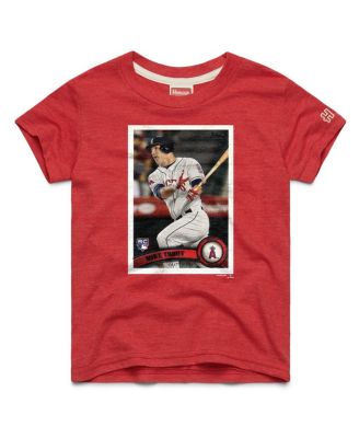 Big Boys and Girls Mike Trout Red Los Angeles Angels Topps Baseball Card Tri-Blend T-Shirt